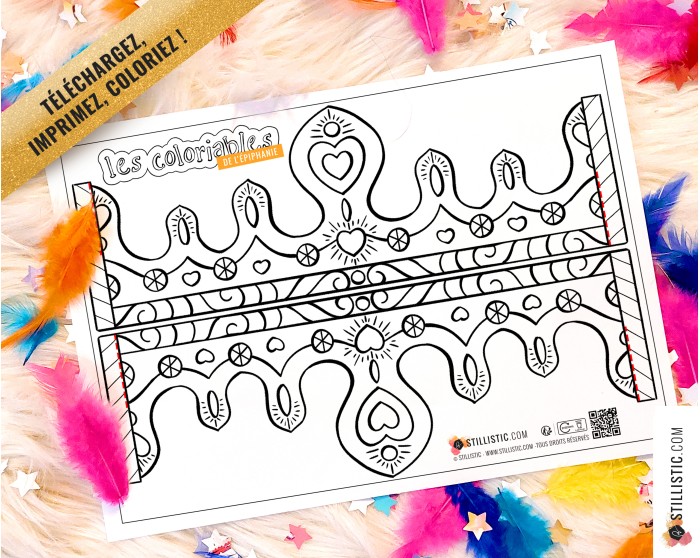 Couronne des rois reines enfant galette Epiphanie à imprimer et colorier