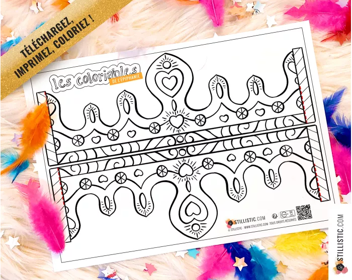 Couronne des rois reines enfant galette Epiphanie à imprimer et colorier