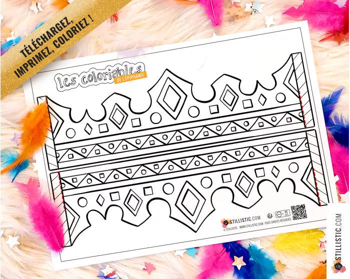 Couronne des rois reines enfant galette Epiphanie à imprimer et colorier