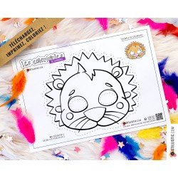 Masque enfant coloriable lion carnaval