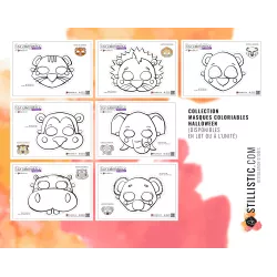 Masque enfant pour carnaval / anniversaire sur le thème des animaux au format numérique à télécharger, imprimer et colorier -