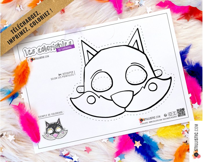 Masque enfant coloriable Loup carnaval