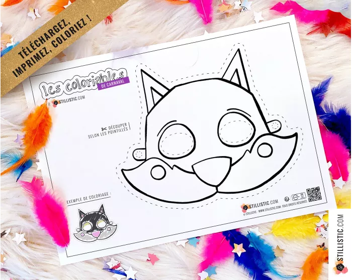 Masque enfant coloriable Loup carnaval