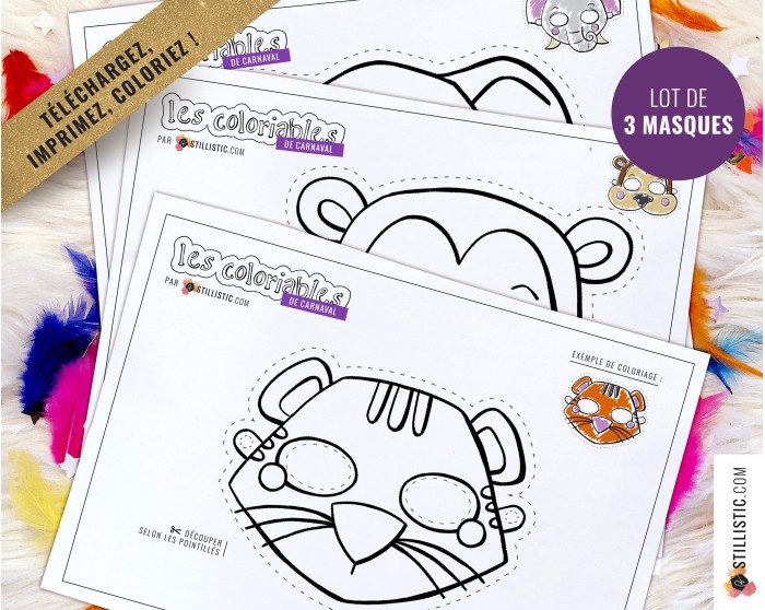 Masque enfant coloriable 01 Carnaval
