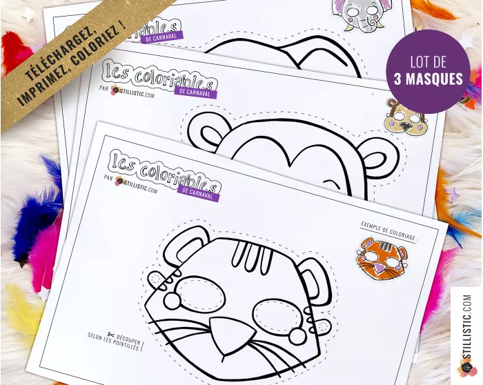 Masque enfant coloriable 01 Carnaval