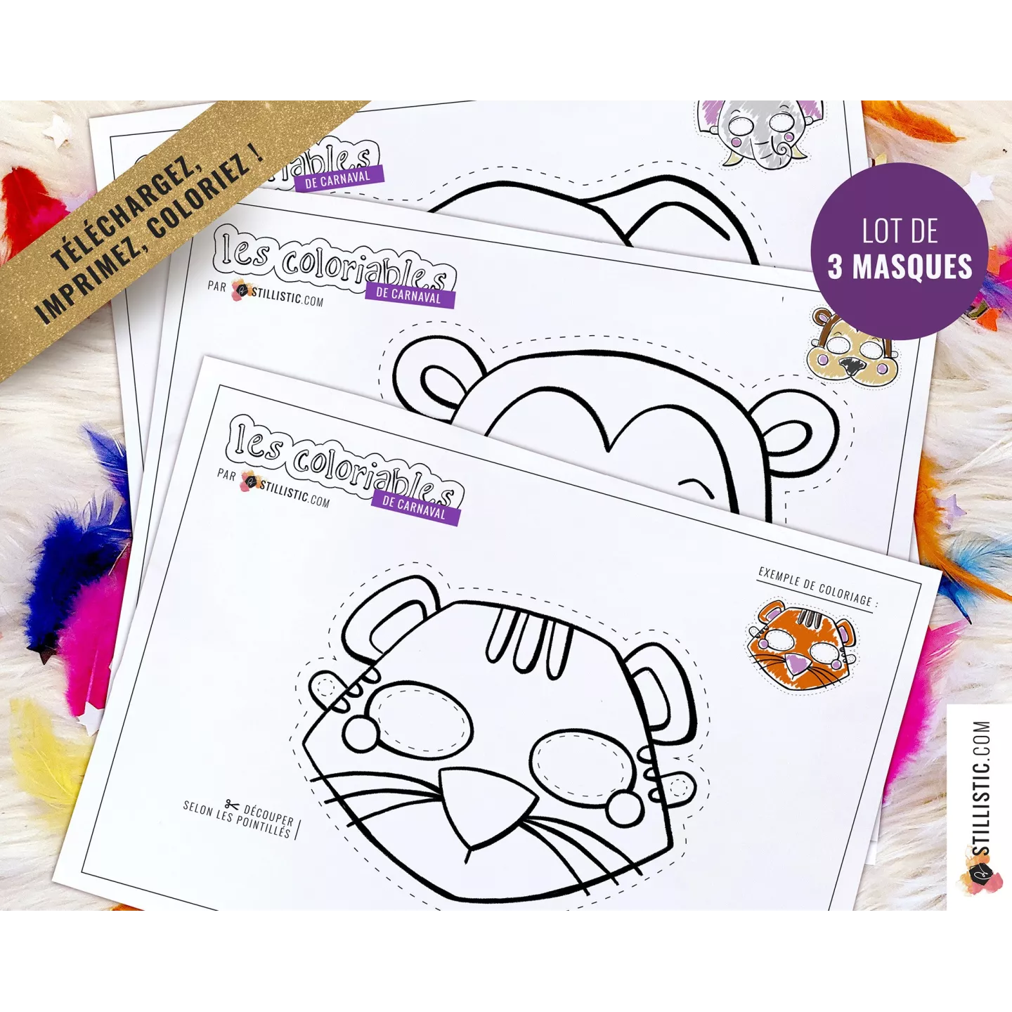 Masque enfant coloriable 01 Carnaval