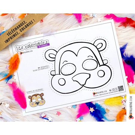 Masques enfant animaux au format numérique à télécharger, imprimer et colorier !