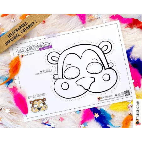 Masques enfant animaux au format numérique à télécharger, imprimer et colorier !
