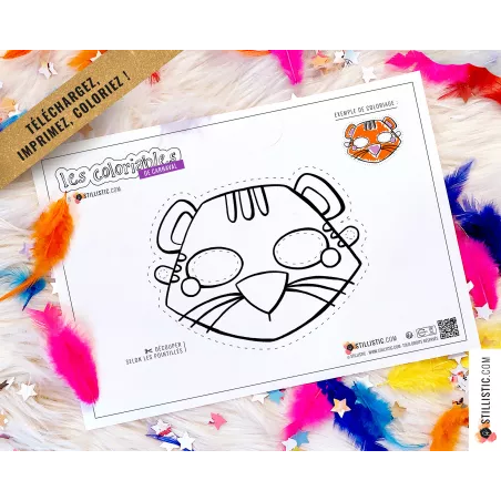 Masques enfant animaux au format numérique à télécharger, imprimer et colorier !