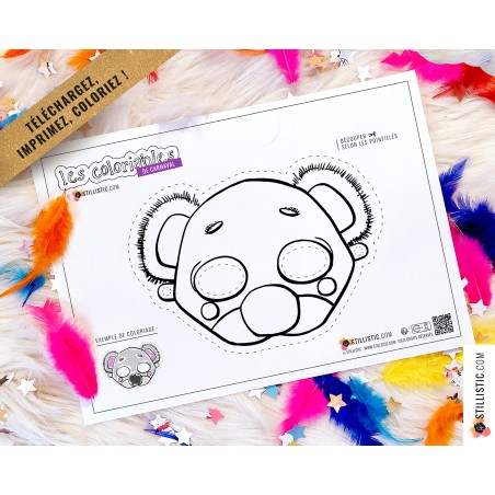 Masques enfant animaux au format numérique à télécharger, imprimer et colorier !