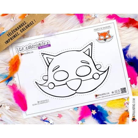Masques enfant animaux au format numérique à télécharger, imprimer et colorier !