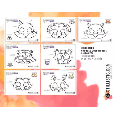 Masques enfant animaux au format numérique à télécharger, imprimer et colorier !