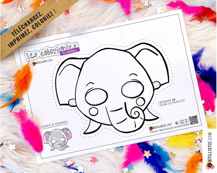 Lot 7 Masques enfant Animaux Carnaval Anniversaire à imprimer et colorier