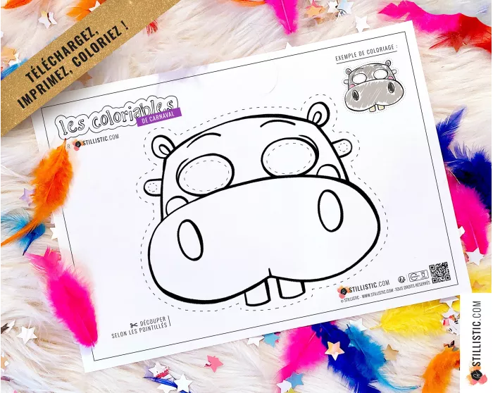Lot 7 Masques enfant Animaux Carnaval Anniversaire à imprimer et colorier