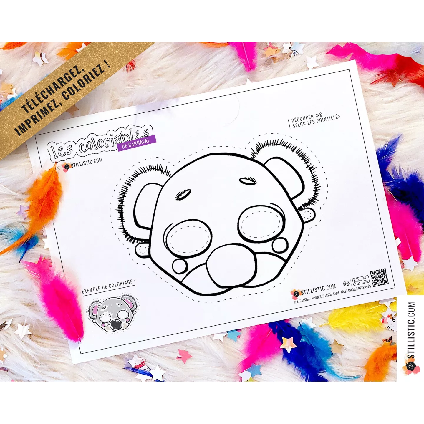 Lot 7 Masques enfant Animaux Carnaval Anniversaire à imprimer et colorier