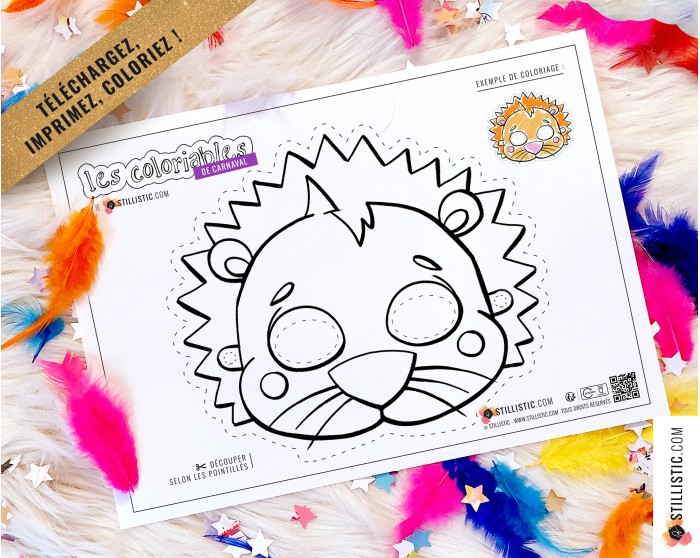 Lot 7 Masques enfant Animaux Carnaval Anniversaire à imprimer et colorier
