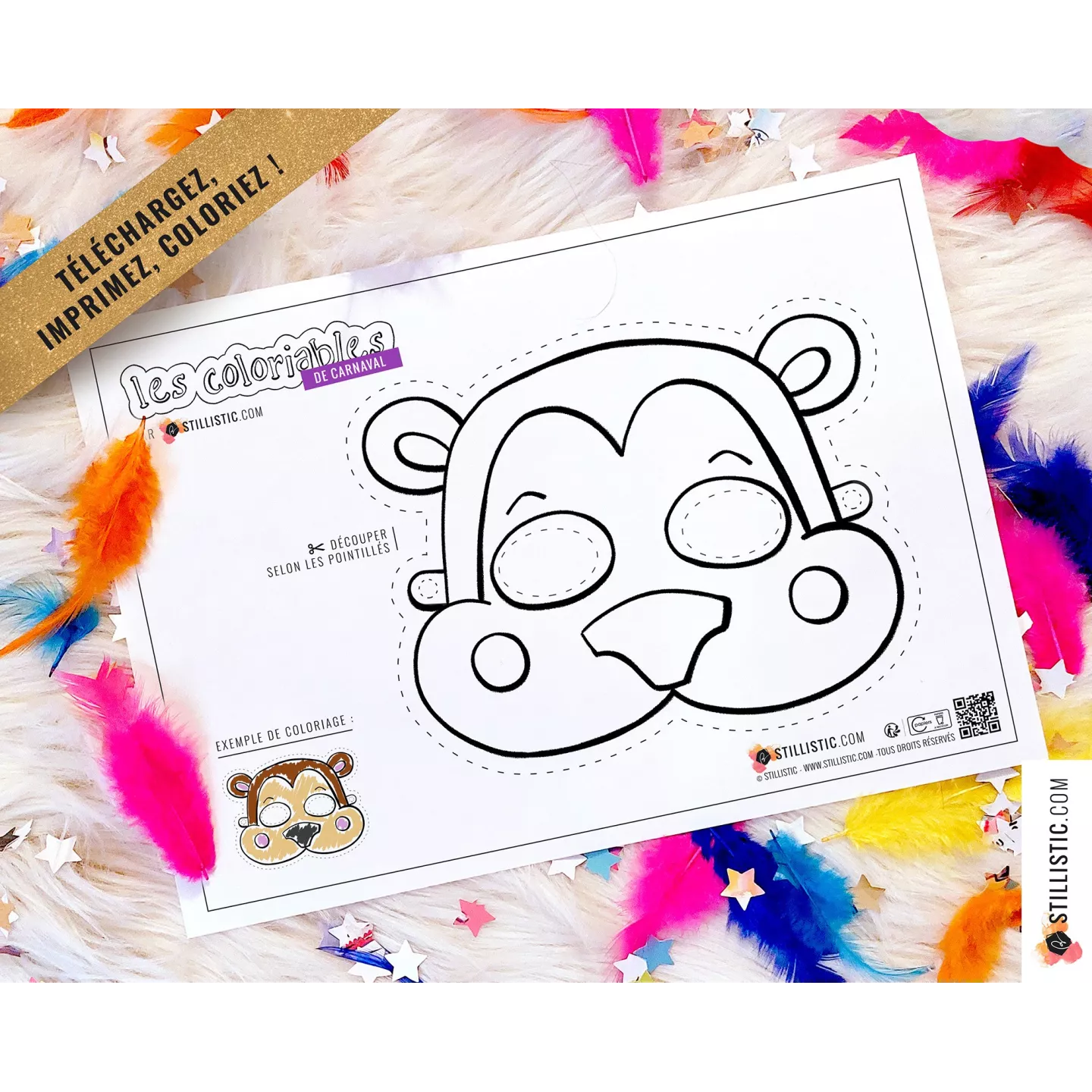 Lot 7 Masques enfant Animaux Carnaval Anniversaire à imprimer et colorier