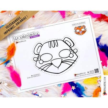 Lot 7 Masques enfant Animaux Carnaval Anniversaire à imprimer et colorier