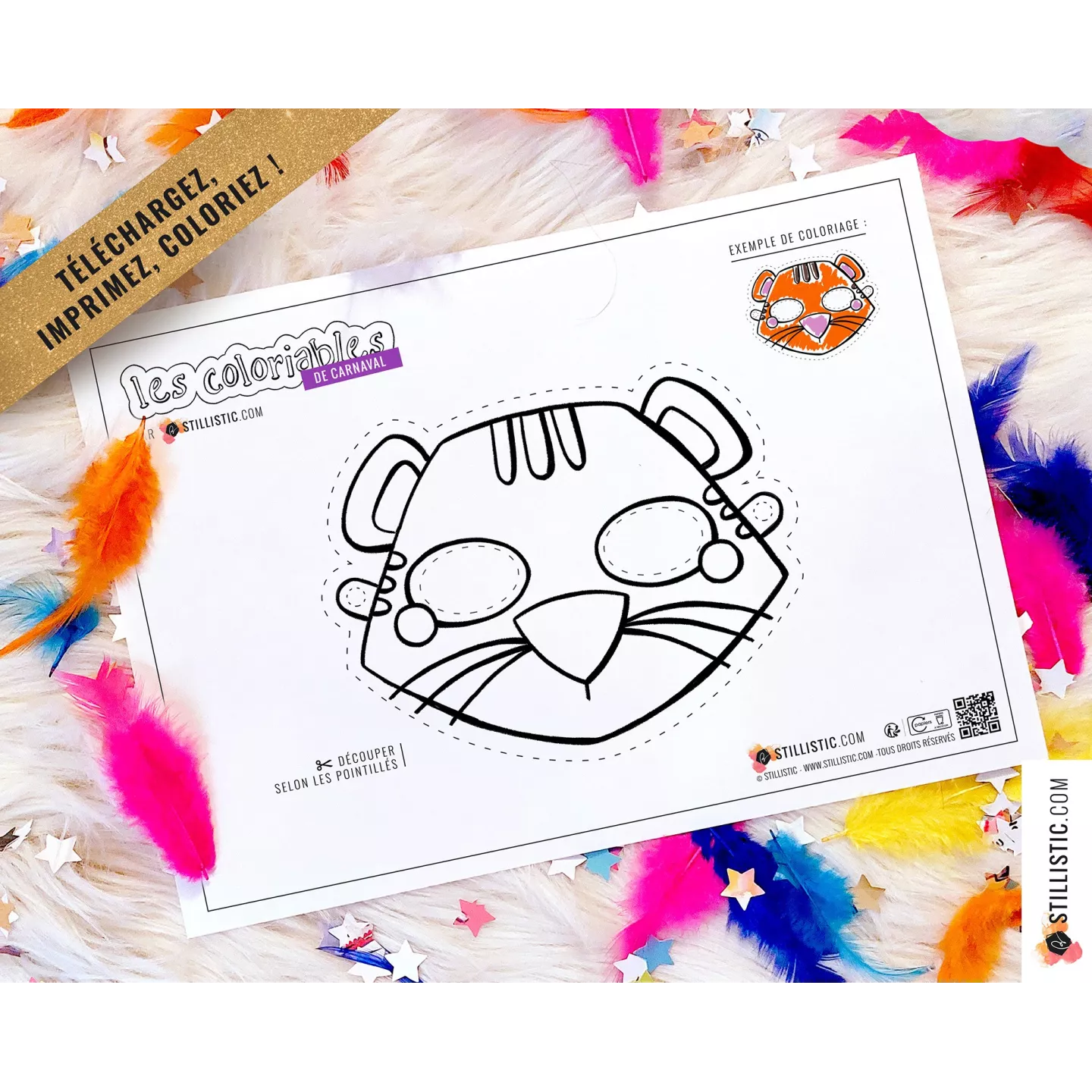 Lot 7 Masques enfant Animaux Carnaval Anniversaire à imprimer et colorier