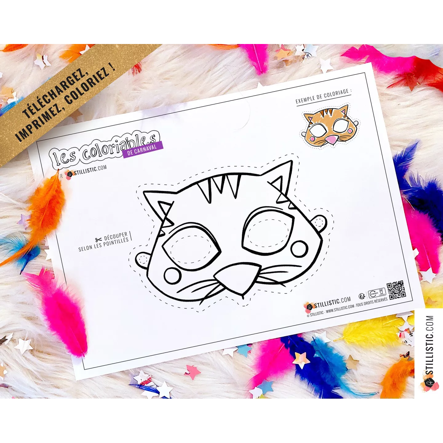 Lot 7 Masques enfant Animaux Carnaval Anniversaire à imprimer et colorier