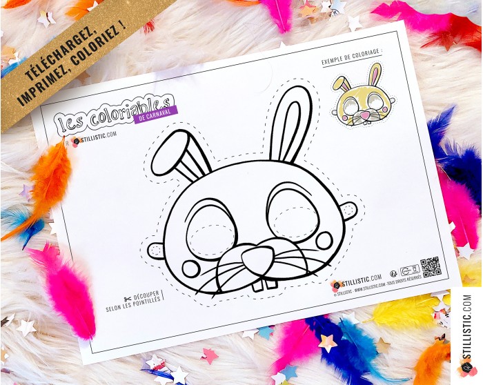 Lot 7 Masques enfant Animaux Carnaval Anniversaire à imprimer et colorier