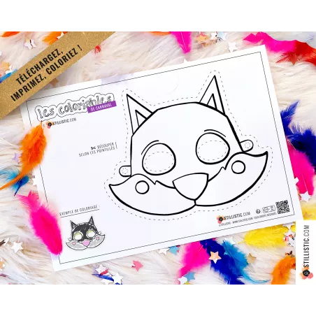 Lot 7 Masques enfant Animaux Carnaval Anniversaire à imprimer et colorier