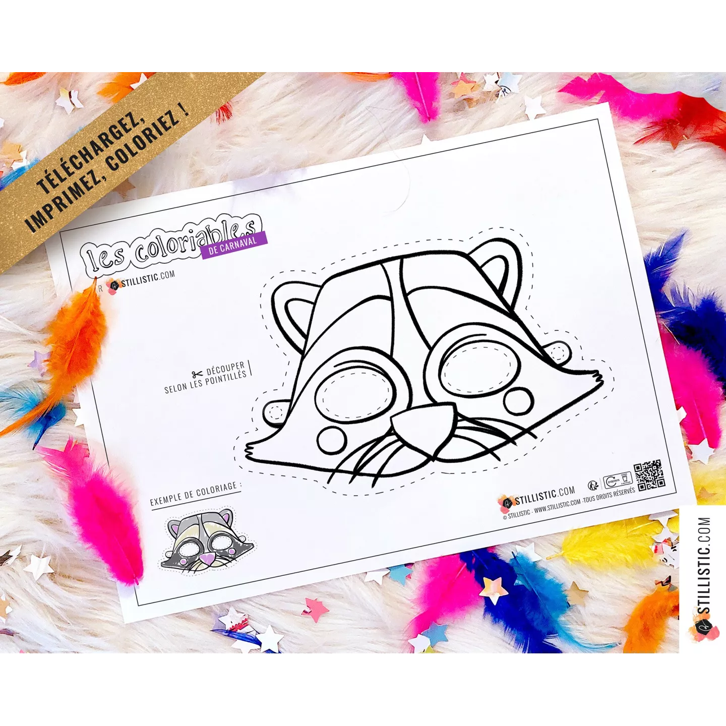 Lot 7 Masques enfant Animaux Carnaval Anniversaire à imprimer et colorier