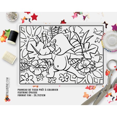 Coupon tissu Set de table Panda Roux Yoga coloriable