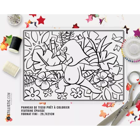 Coupon tissu Set de table Panda Roux Yoga coloriable