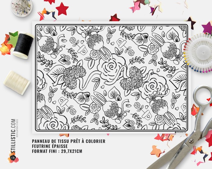 Coupon tissu Set de table Lion pirate coloriable