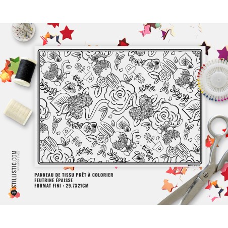 Coupon tissu Set de table Lion pirate coloriable