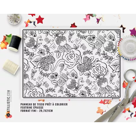 Coupon tissu Set de table Lion pirate coloriable