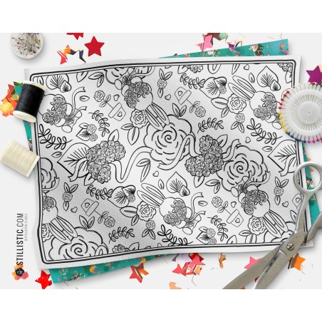 Coupon tissu Set de table Lion pirate coloriable