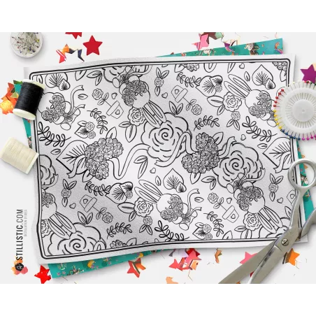 Coupon tissu Set de table Lion pirate coloriable