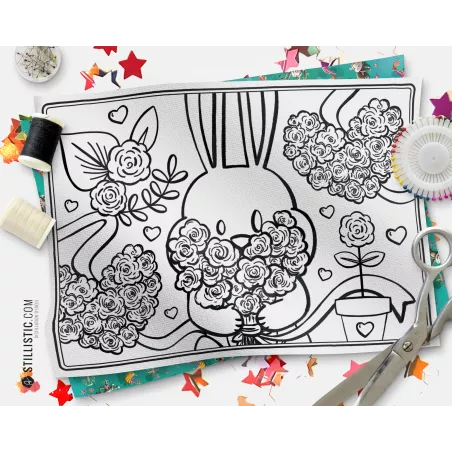 Coupon tissu Set de table Coupon tissu Set de table Lapin Printemps