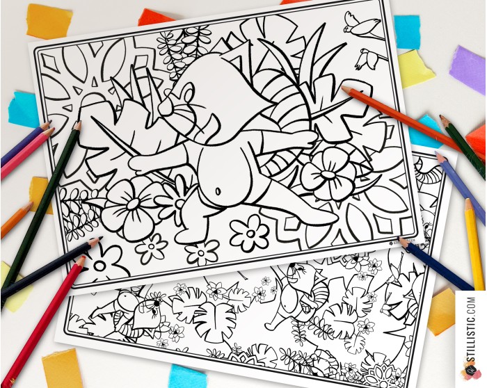 Set de table Panda Roux Yoga à imprimer et colorier