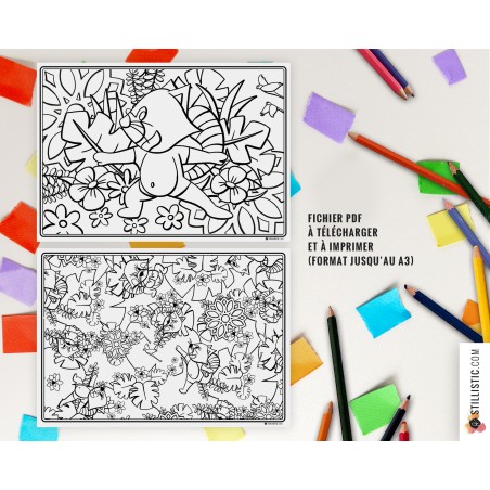 Set de table Panda Roux Yoga à imprimer et colorier