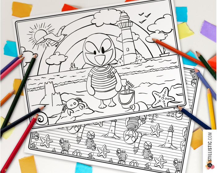 Set de table Macareux Marin à imprimer et colorier