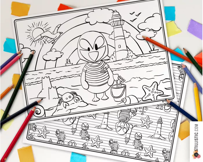 Set de table Macareux Marin à imprimer et colorier