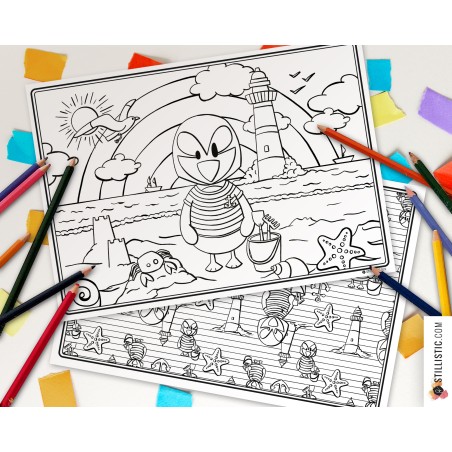 Set de table Macareux Marin à imprimer et colorier