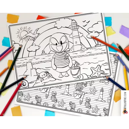 Set de table Macareux Marin à imprimer et colorier