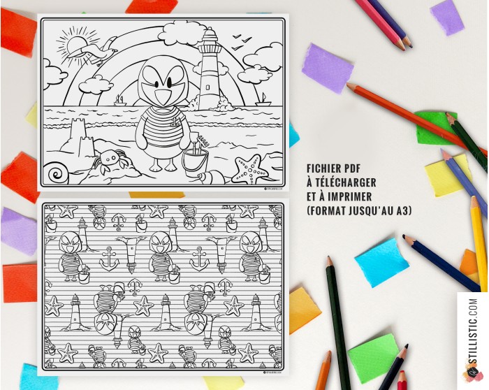 Set de table Macareux Marin à imprimer et colorier