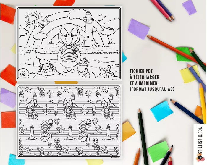 Set de table Macareux Marin à imprimer et colorier