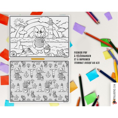 Set de table Macareux Marin à imprimer et colorier