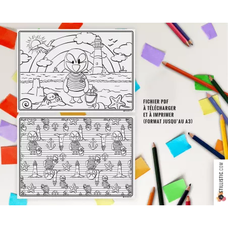 Set de table Macareux Marin à imprimer et colorier