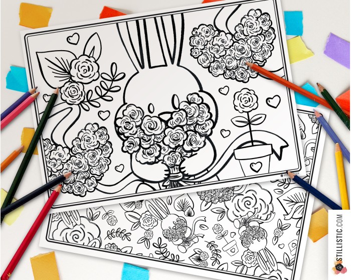 Set de table Lapin Printemps à imprimer et colorier