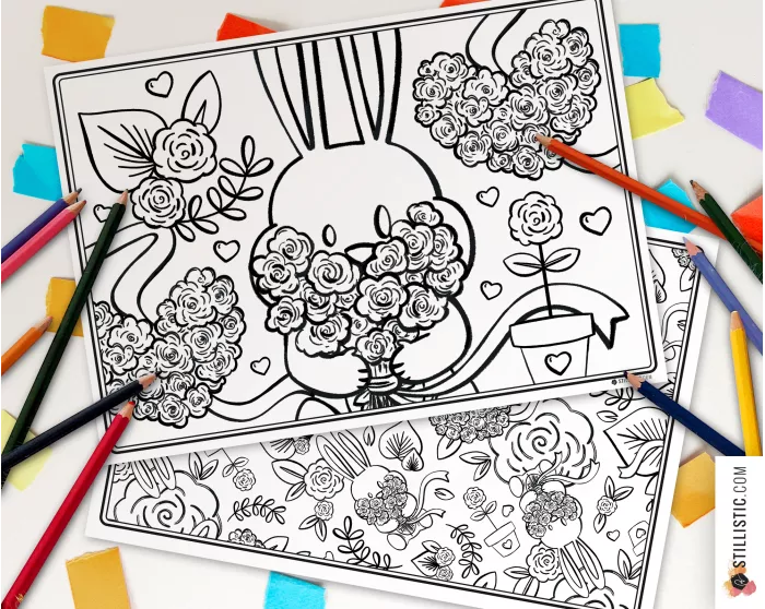 Set de table Lapin Printemps à imprimer et colorier