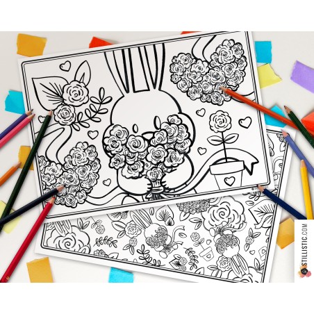 Set de table Lapin Printemps à imprimer et colorier
