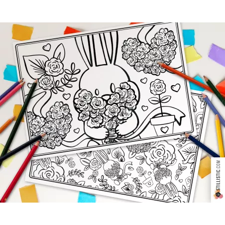 Set de table Lapin Printemps à imprimer et colorier