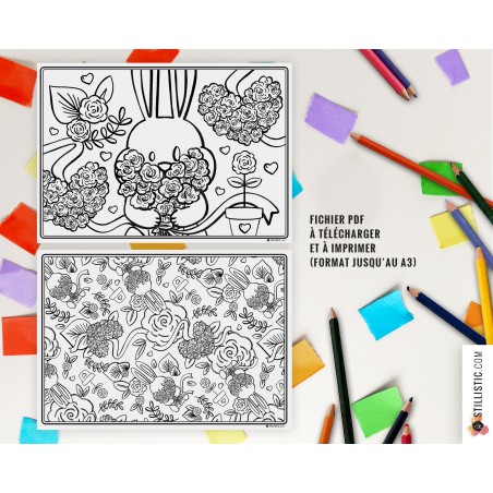 Set de table Lapin Printemps à imprimer et colorier